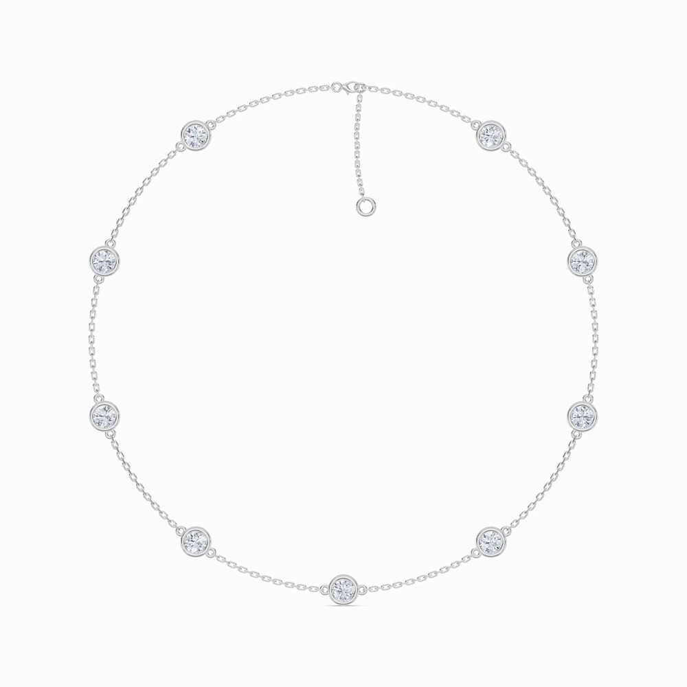 360 degree view of Bezel Lab Diamond Station Silver Necklace (5.00 ct. tw.)