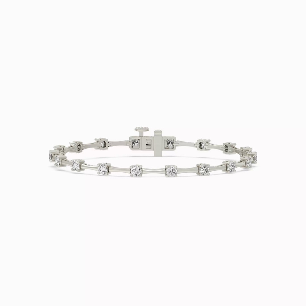 360 degree view of Bar Link Lab Diamond Silver Bracelet