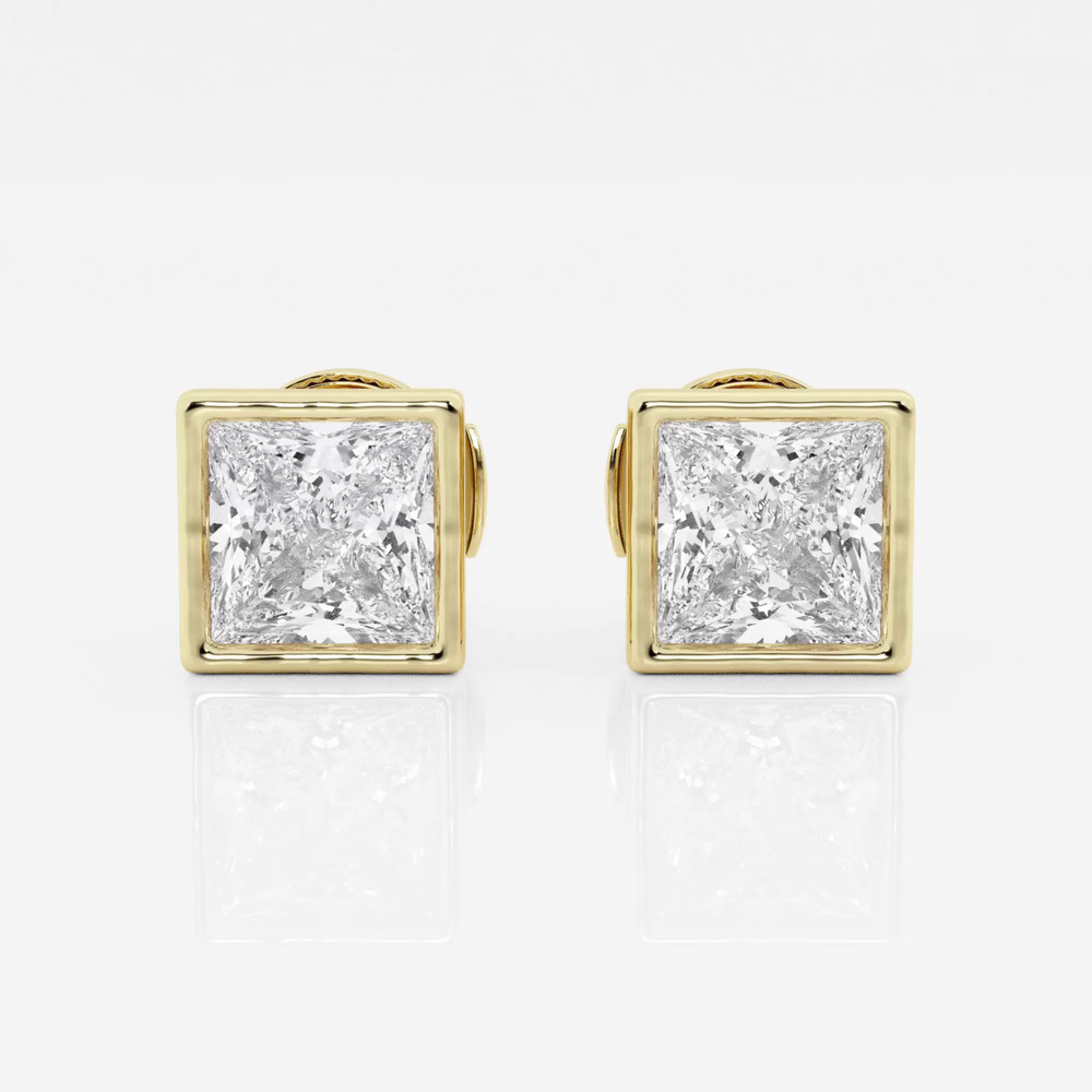 360 degree view of Princess Lab Grown Diamond Bezel Set Stud Earrings (1/2 ct. tw.)