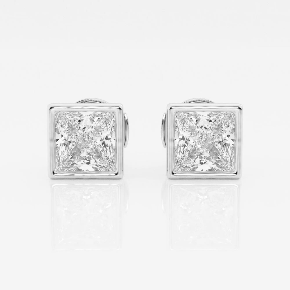 360 degree view of Princess Lab Grown Diamond Bezel Set Stud Earrings (2 ct. tw.)