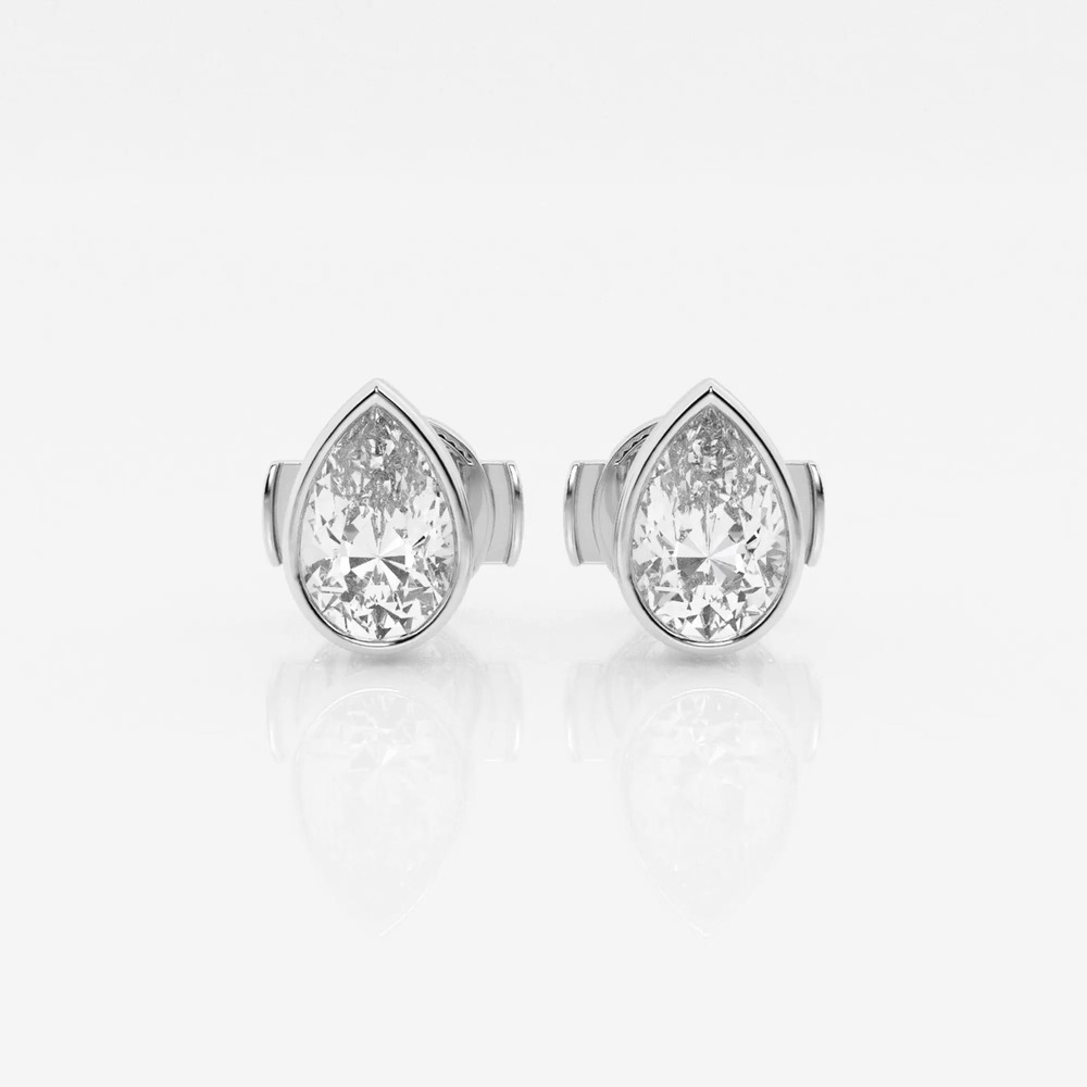 360 degree view of Pear Lab Diamond Bezel Stud Earrings (1 1/2 ct. tw.)