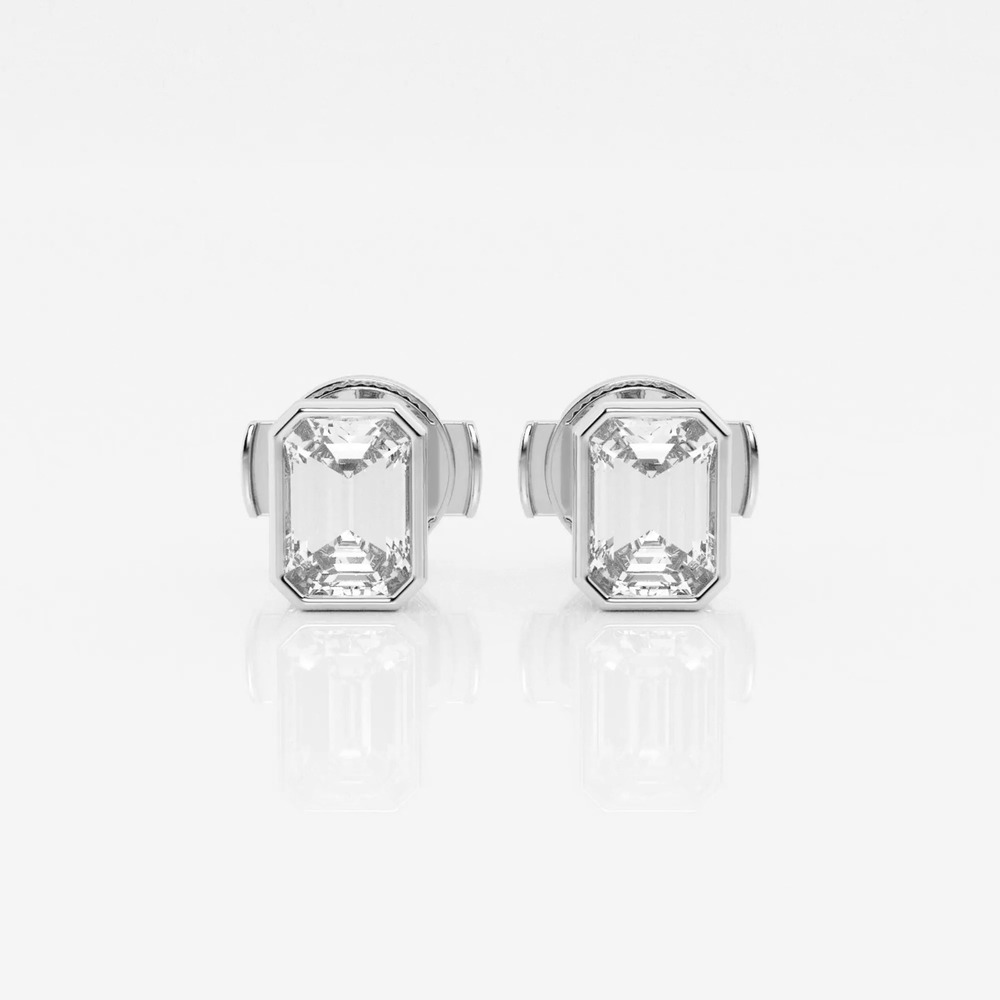 360 degree view of Emerald Lab Diamond Bezel Stud Earrings (1 ct. tw.)