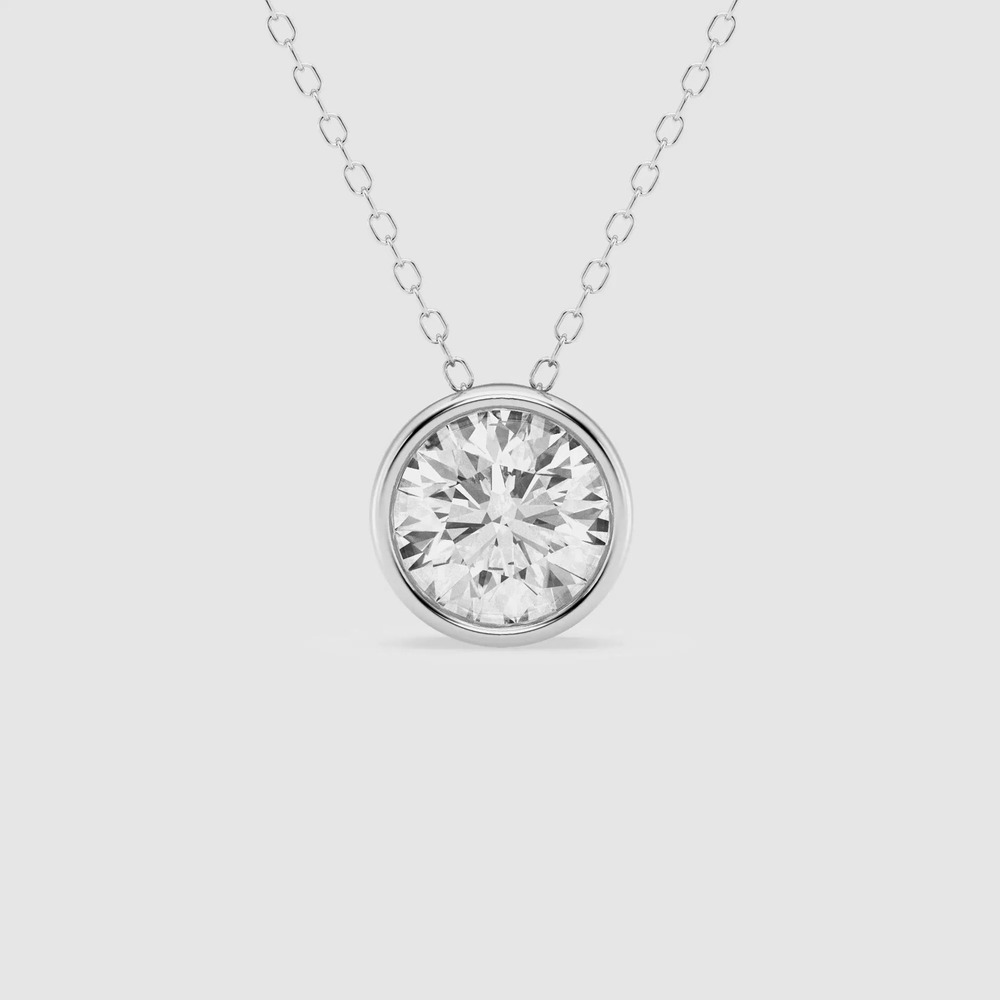 360 degree view of Modern Bezel Round Lab Diamond Necklace (1 ct. tw.)