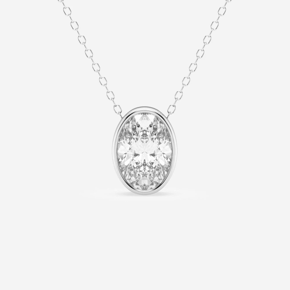 360 degree view of Modern Bezel Oval Lab Diamond Necklace (2 ct. tw.)