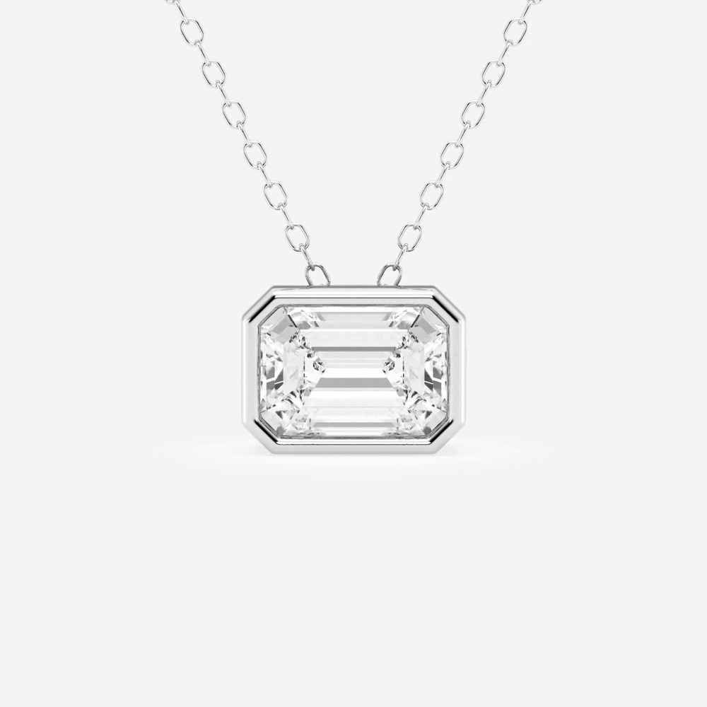 360 degree view of Modern Bezel Emerald Lab Diamond Necklace (1 ct. tw.)