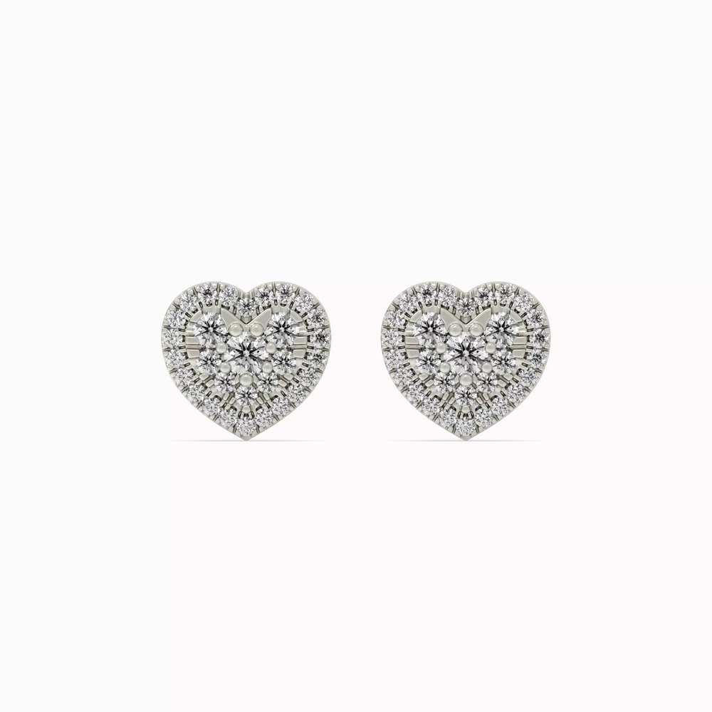 360 degree view of Heart Cluster Lab Diamond Silver Earrings
