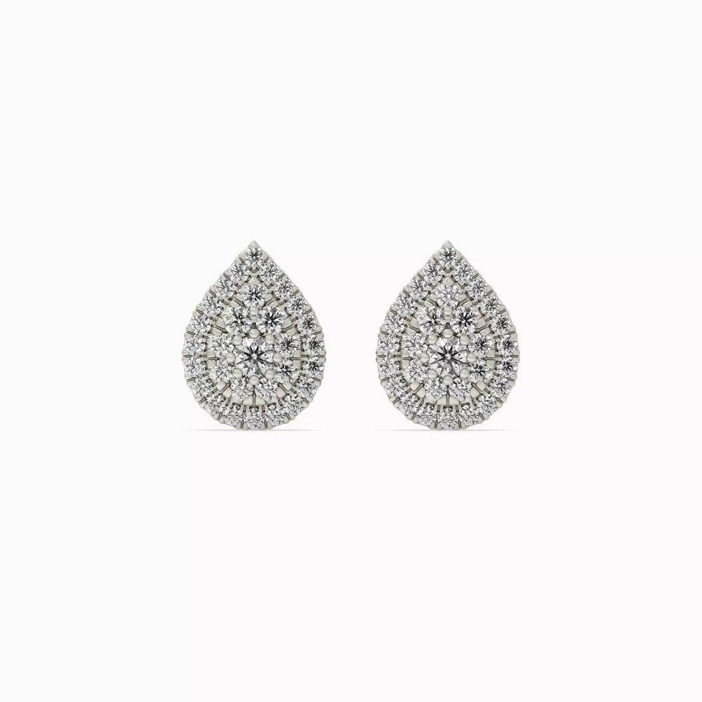 360 degree view of Pear Cluster Lab Diamond Silver Earrings