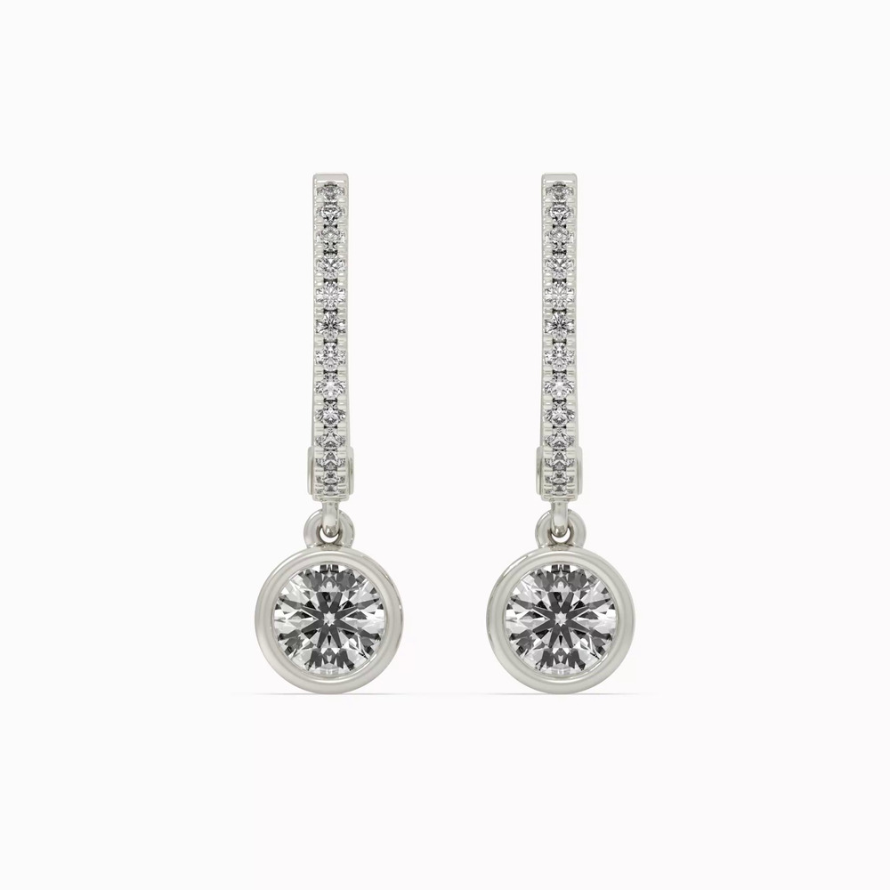 360 degree view of Bezel Drop Lab Diamond Silver Huggies (1.00 ct. tw.)