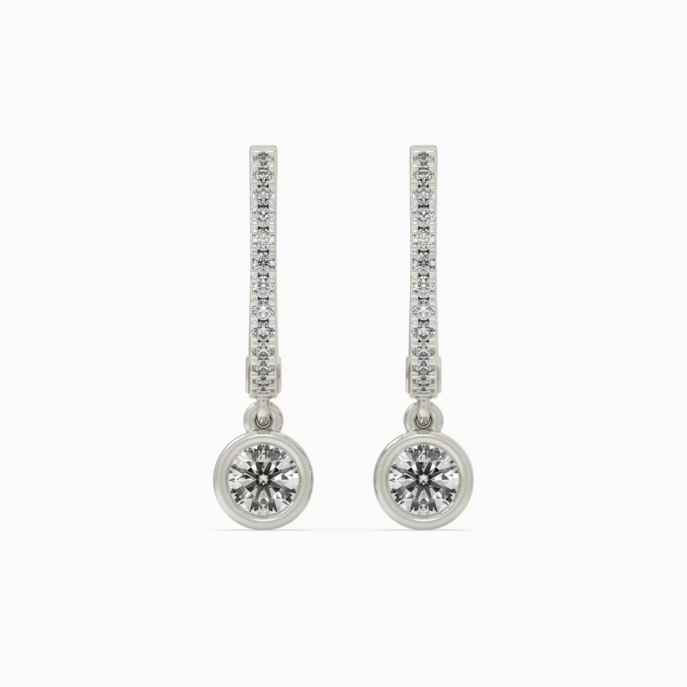 360 degree view of Bezel Drop Lab Diamond Silver Huggies (.50 ct. tw.)