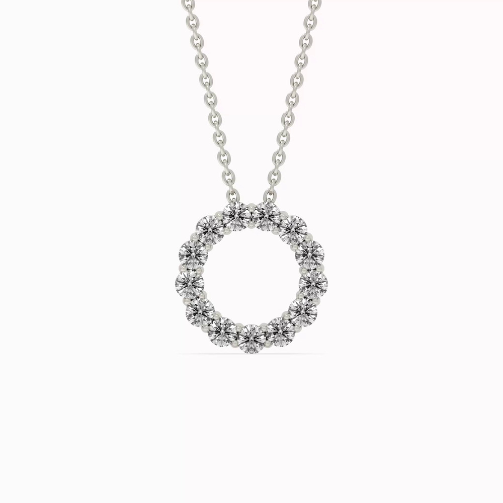 360 degree view of Circle Lab Diamond Silver Necklace (.50 ct. tw.)
