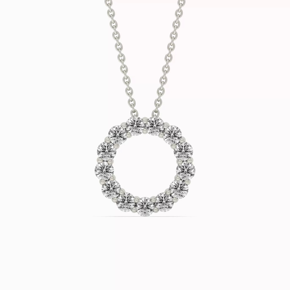 360 degree view of Circle Lab Diamond Silver Necklace (.75 ct. tw.)