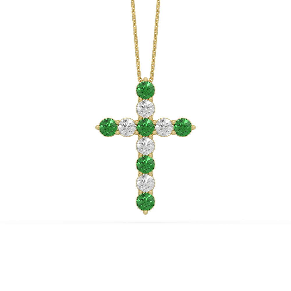 360 degree view of Cross Lab Emerald & Lab Diamond Vermeil Necklace (1.00 ct. tw.)