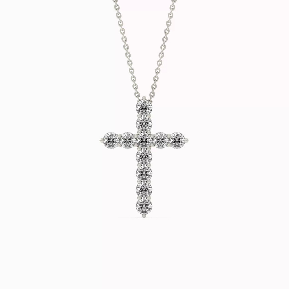 360 degree view of Cross Lab Diamond Silver Necklace (1.00 ct. tw.)