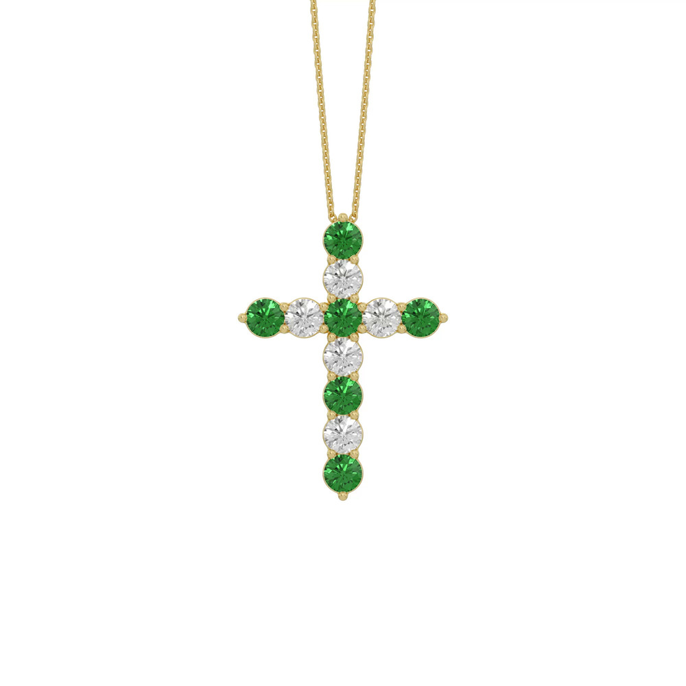 360 degree view of Cross Lab Emerald & Lab Diamond Vermeil Necklace (1.50 ct. tw.)