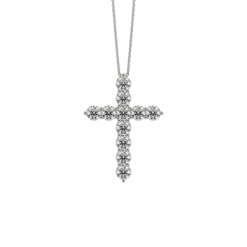 360 degree view of Cross Lab Diamond Silver Necklace (1.50 ct. tw.)