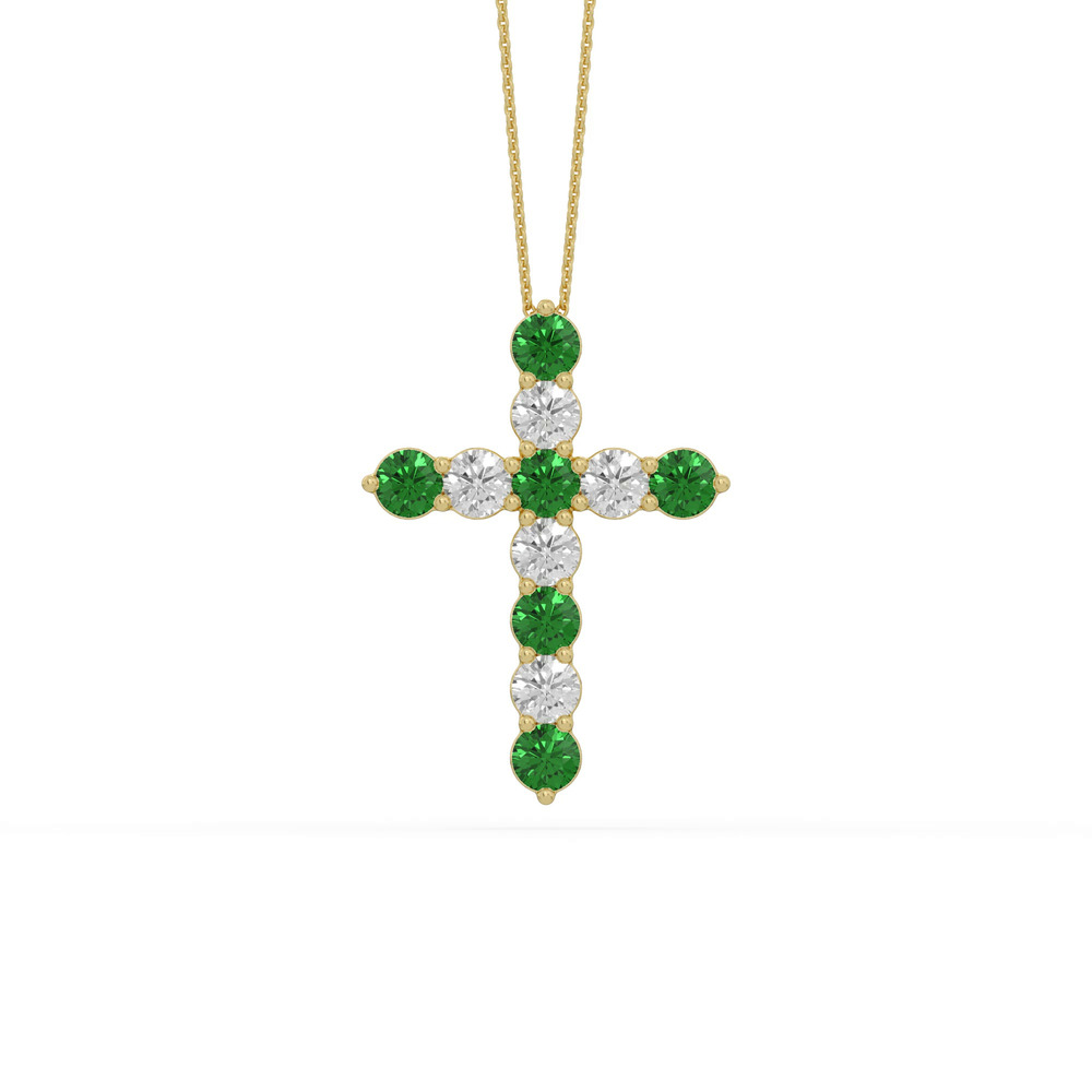 360 degree view of Cross Lab Emerald & Lab Diamond Vermeil Necklace (2.00 ct. tw.)