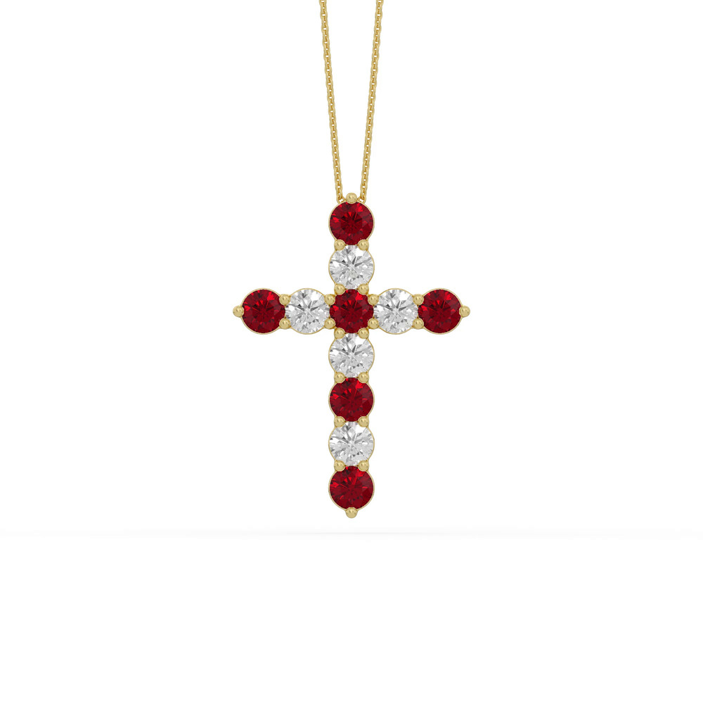 360 degree view of Cross Lab Ruby & Lab Diamond Vermeil Necklace (2.00 ct. tw.)