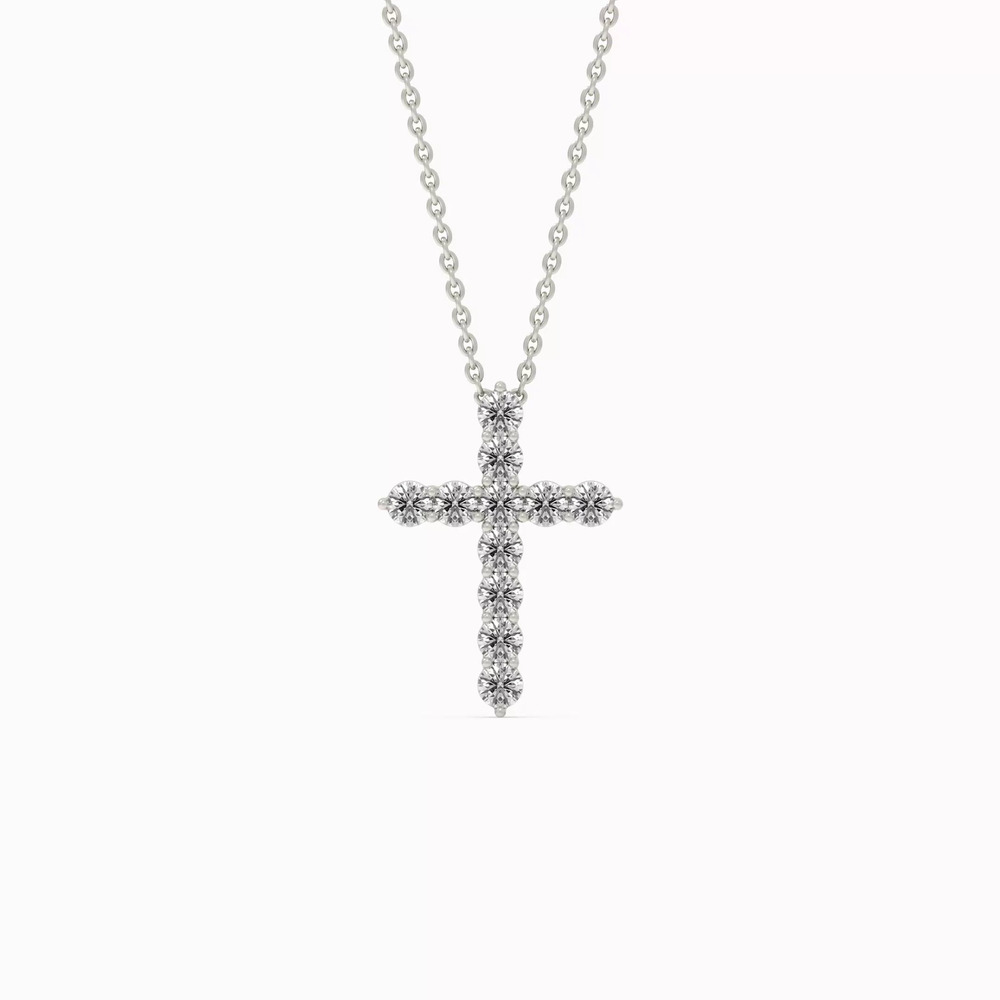 360 degree view of Cross Lab Diamond Silver Necklace (.50 ct. tw.)