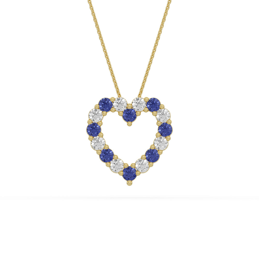360 degree view of Heart Lab Sapphire & Lab Diamond Vermeil Necklace (1.00 ct. tw.)