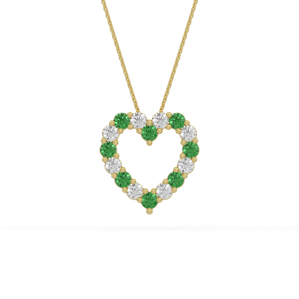 360 degree view of Heart Lab Emerald & Lab Diamond Vermeil Necklace (1.00 ct. tw.)