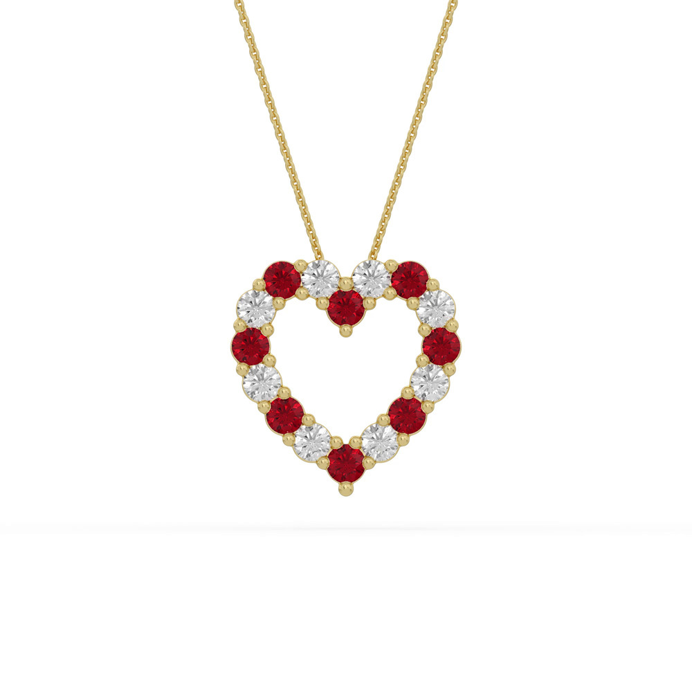 360 degree view of Heart Lab Ruby & Lab Diamond Vermeil Necklace (1.00 ct. tw.)