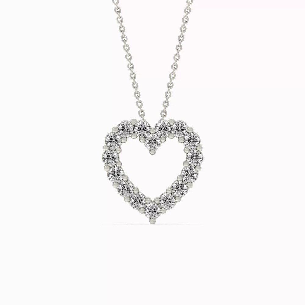 360 degree view of Heart Lab Diamond Silver Necklace (1.00 ct. tw.)