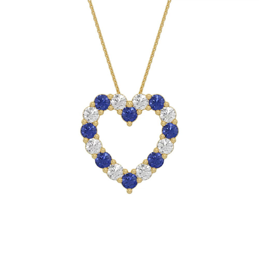 360 degree view of Heart Lab Sapphire & Lab Diamond Vermeil Necklace (1.50 ct. tw.)