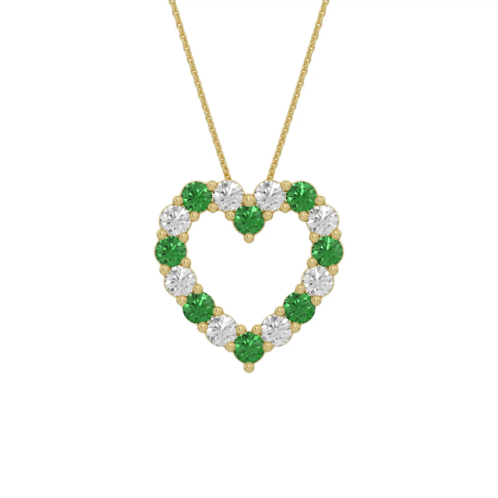 360 degree view of Heart Lab Emerald & Lab Diamond Vermeil Necklace (1.50 ct. tw.)