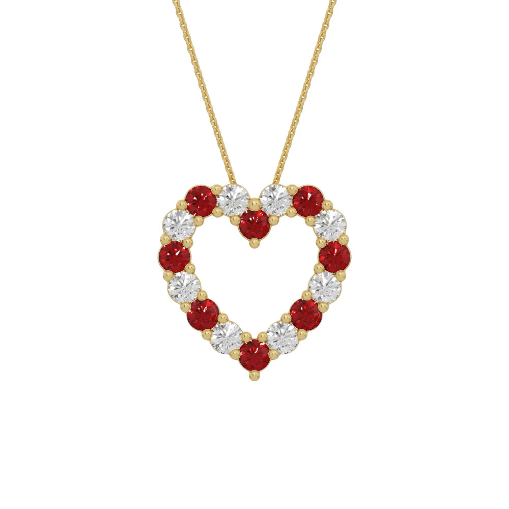 360 degree view of Heart Lab Ruby & Lab Diamond Vermeil Necklace (1.50 ct. tw.)