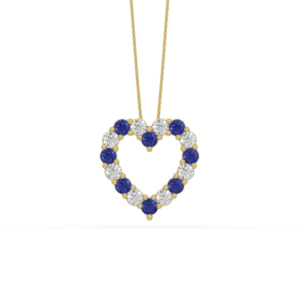 360 degree view of Heart Lab Sapphire & Lab Diamond Vermeil Necklace (2.00 ct. tw.)