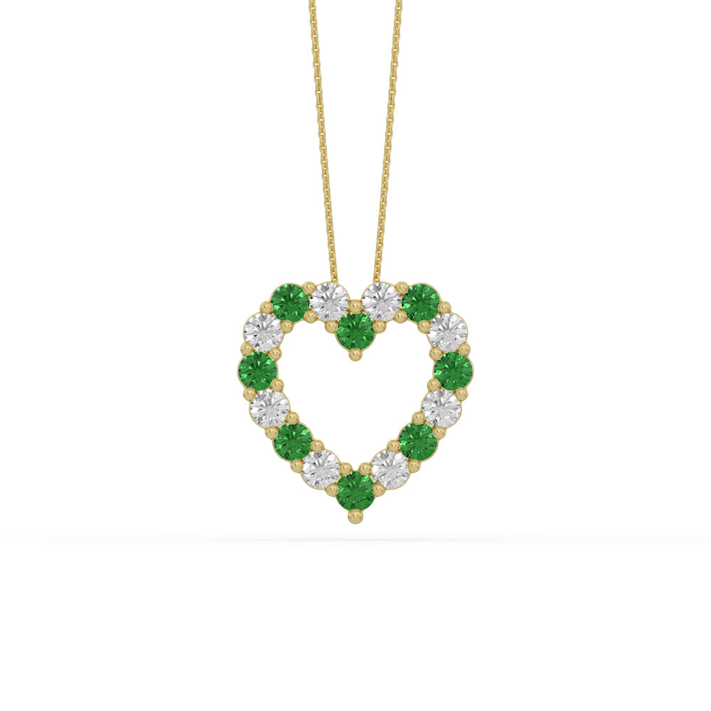 360 degree view of Heart Lab Emerald & Lab Diamond Vermeil Necklace (2.00 ct. tw.)