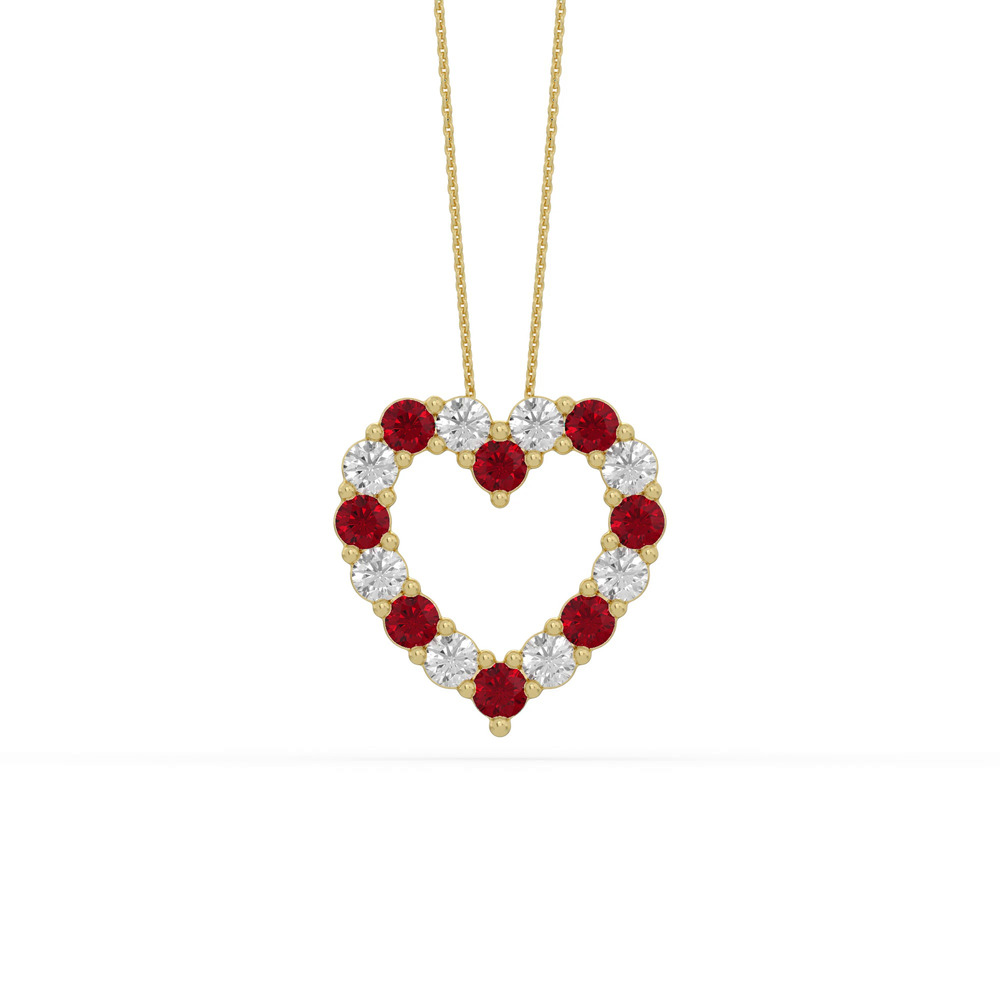 360 degree view of Heart Lab Ruby & Lab Diamond Vermeil Necklace (2.00 ct. tw.)