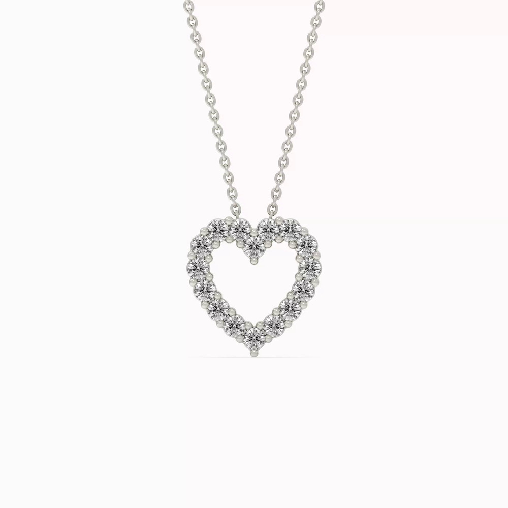 360 degree view of Heart Lab Diamond Silver Necklace (.75 ct. tw.)