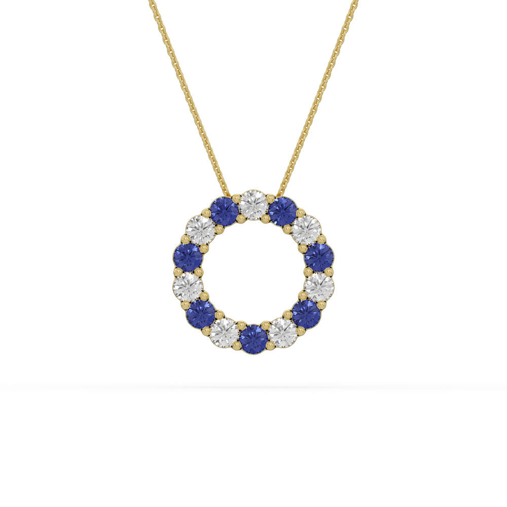 360 degree view of Circle Lab Sapphire & Lab Diamond Vermeil Necklace (1.00 ct. tw.)