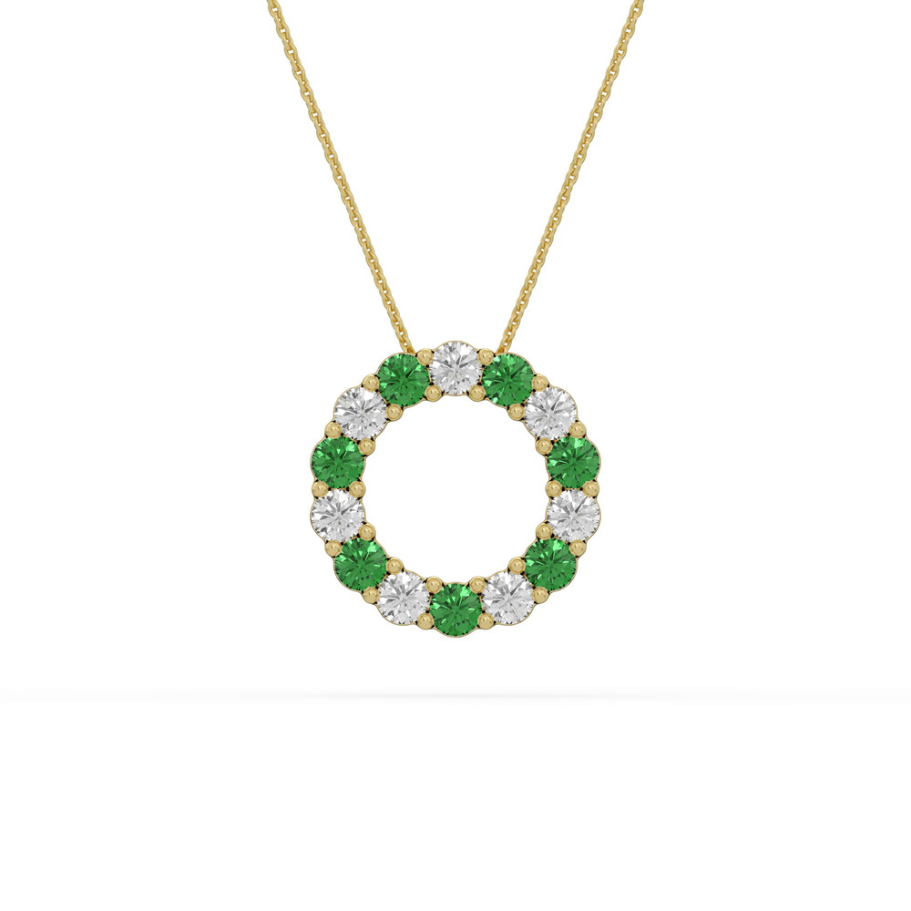 360 degree view of Circle Lab Emerald & Lab Diamond Vermeil Necklace (1.00 ct. tw.)