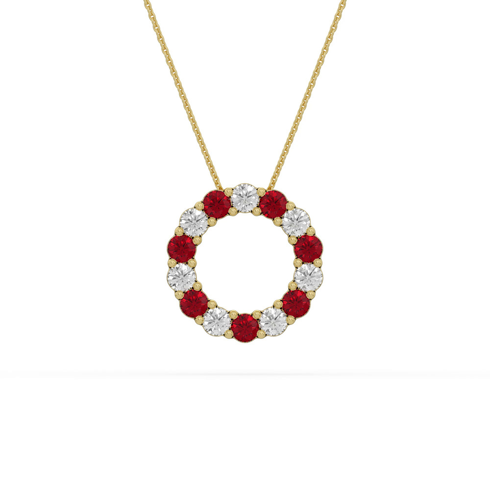 360 degree view of Circle Lab Ruby & Lab Diamond Vermeil Necklace (1.00 ct. tw.)