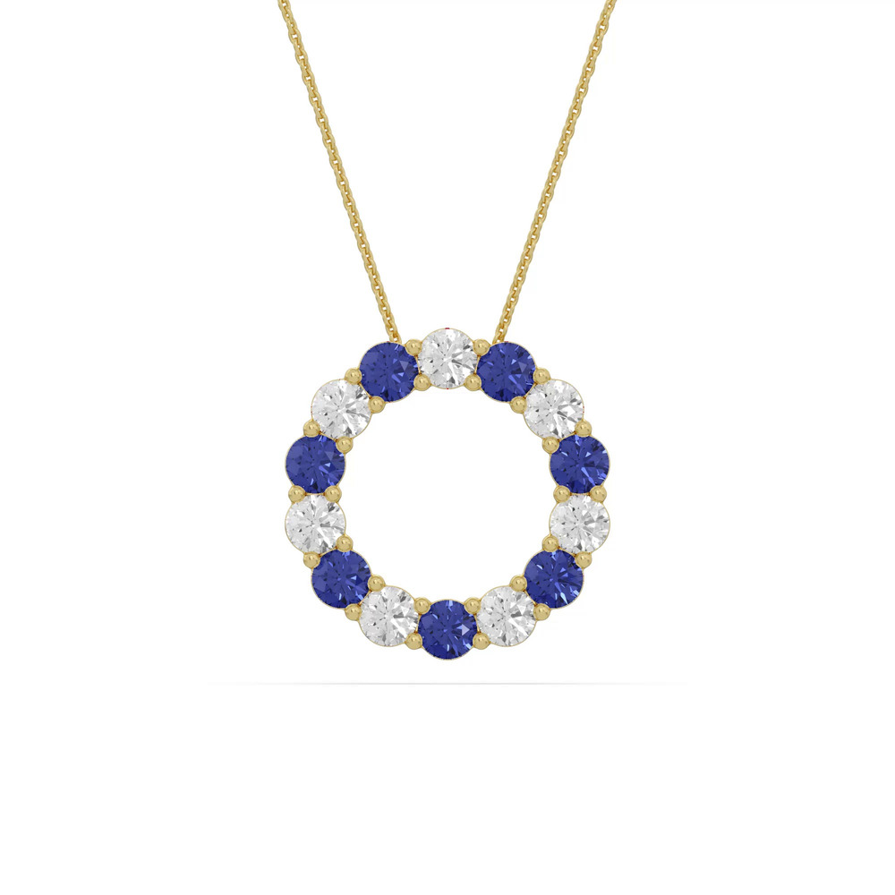 360 degree view of Circle Lab Sapphire & Lab Diamond Vermeil Necklace (1.50 ct. tw.)