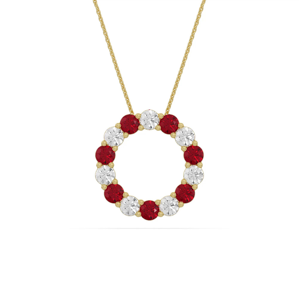 360 degree view of Circle Lab Ruby & Lab Diamond Vermeil Necklace (1.50 ct. tw.)
