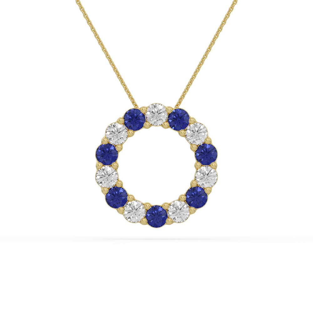 360 degree view of Circle Lab Sapphire & Lab Diamond Vermeil Necklace (2.00 ct. tw.)
