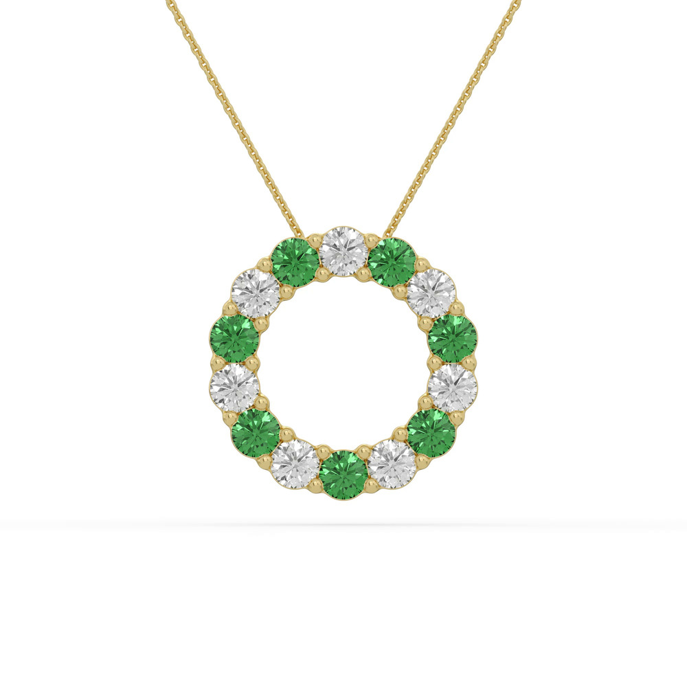 360 degree view of Circle Lab Emerald & Lab Diamond Vermeil Necklace (2.00 ct. tw.)