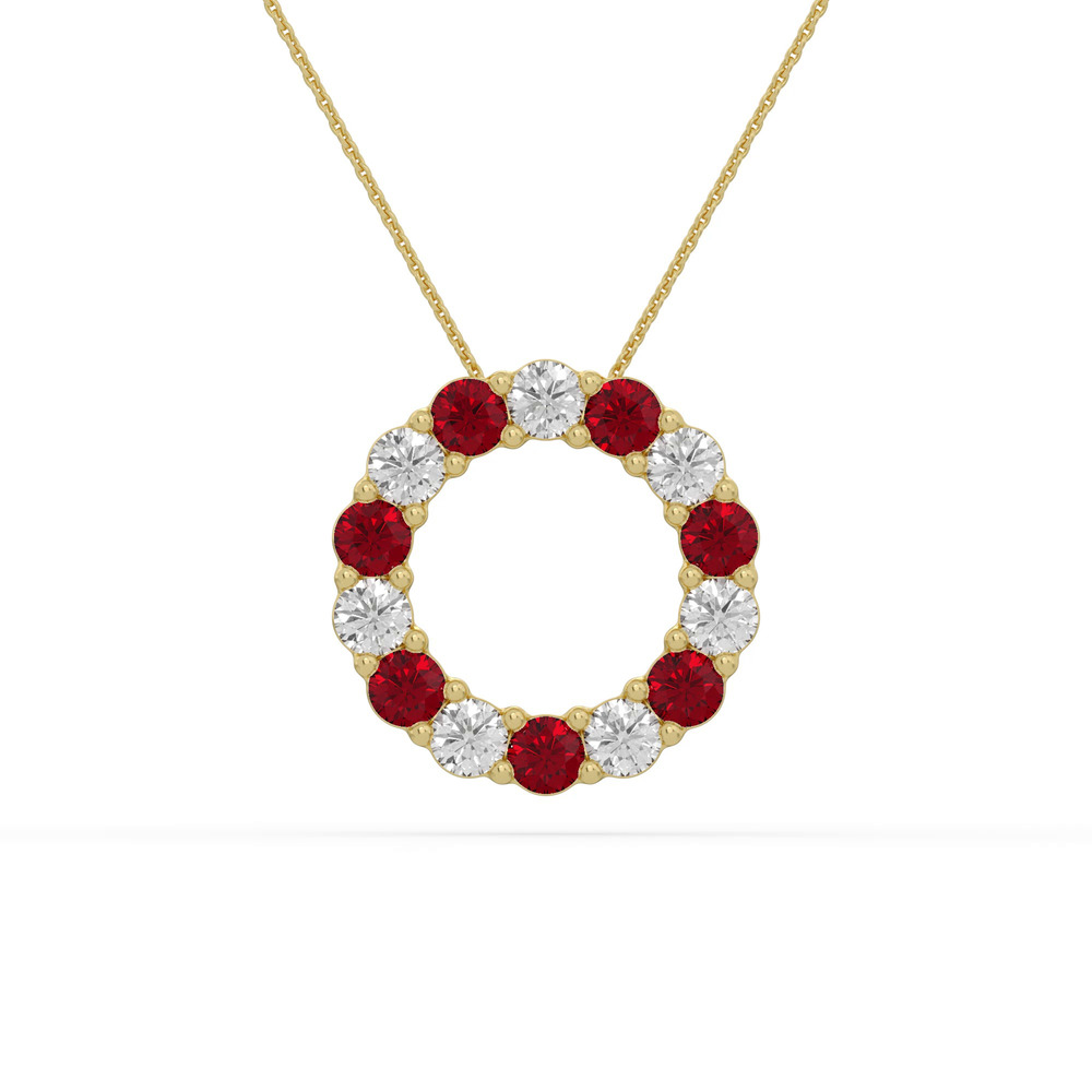 360 degree view of Circle Lab Ruby & Lab Diamond Vermeil Necklace (2.00 ct. tw.)