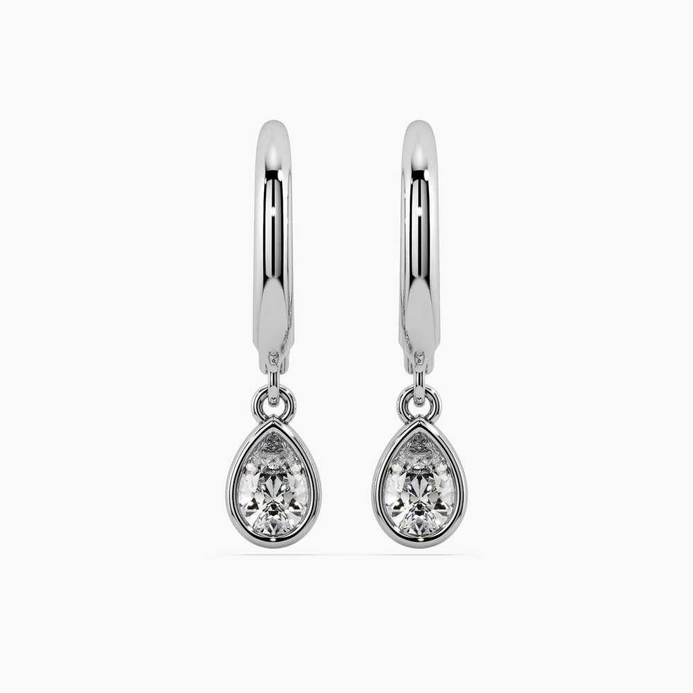 360 degree view of Pear Lab Diamond Bezel Leverback Silver Earrings (1.00 ct. tw.)