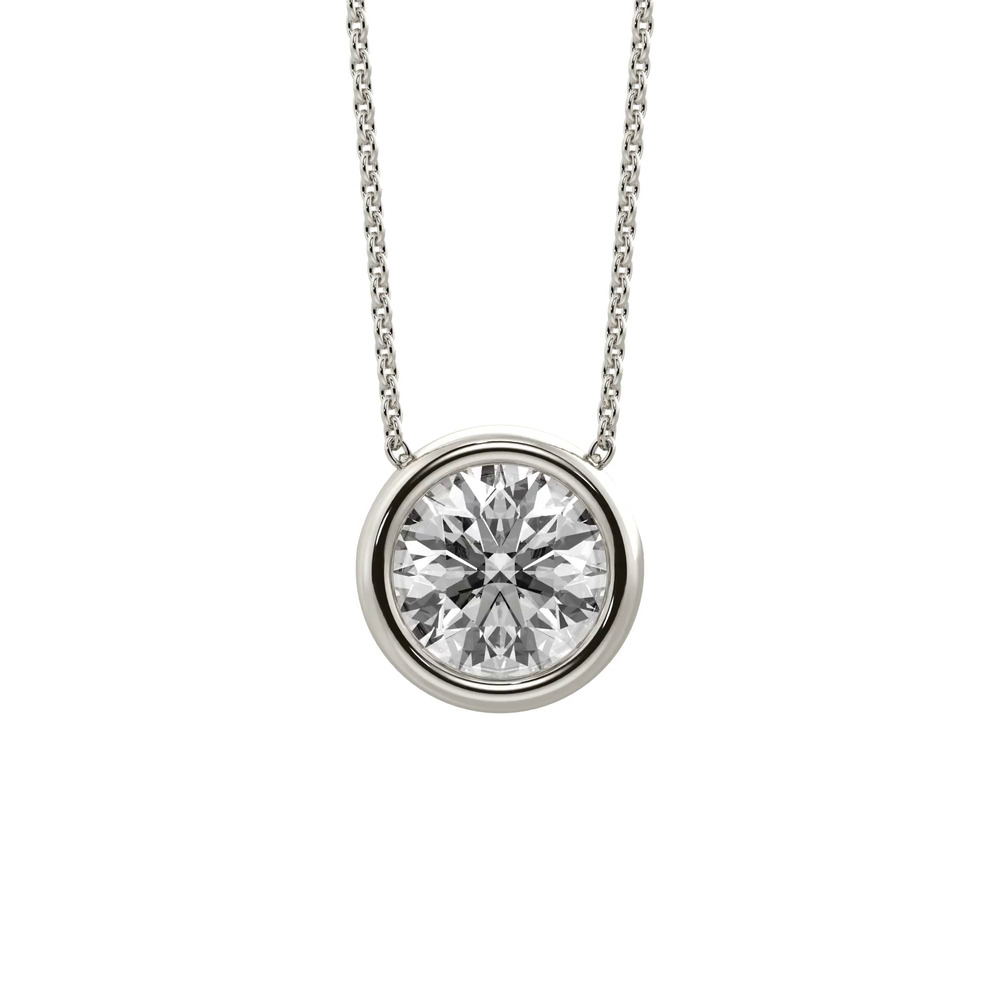 360 degree view of Bezel Solitaire Lab Diamond Silver Necklace (1.00 ct. tw.)