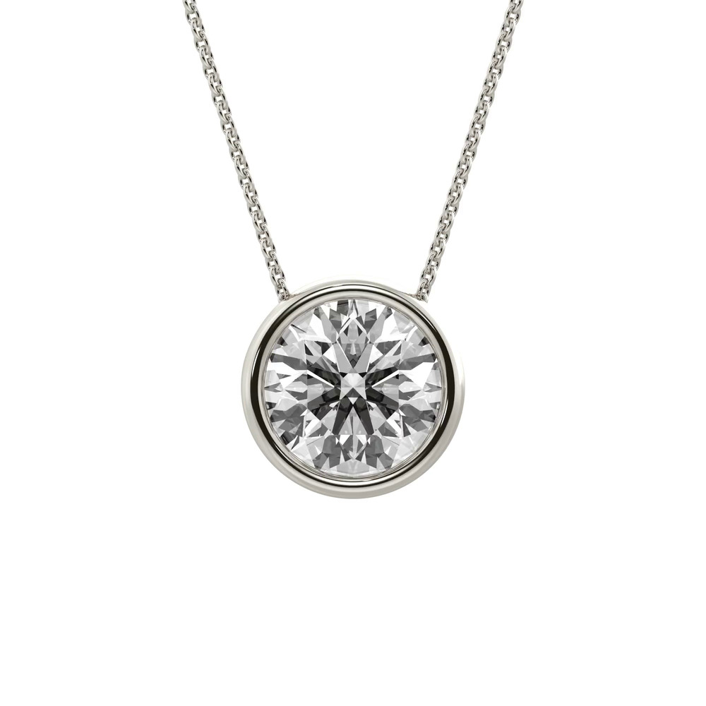 360 degree view of Bezel Solitaire Lab Diamond Silver Necklace (1.50 ct. tw.)
