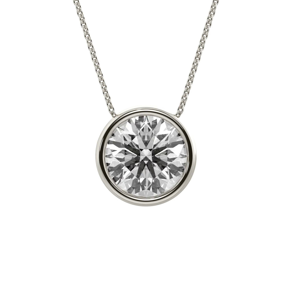 360 degree view of Bezel Solitaire Lab Diamond Silver Necklace (2.00 ct. tw.)