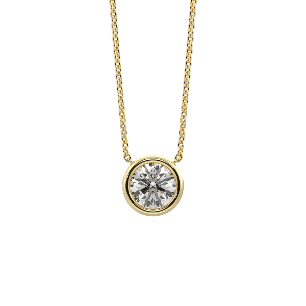 360 degree view of Bezel Solitaire Lab Diamond Vermeil Necklace (0.25 ct. tw.)