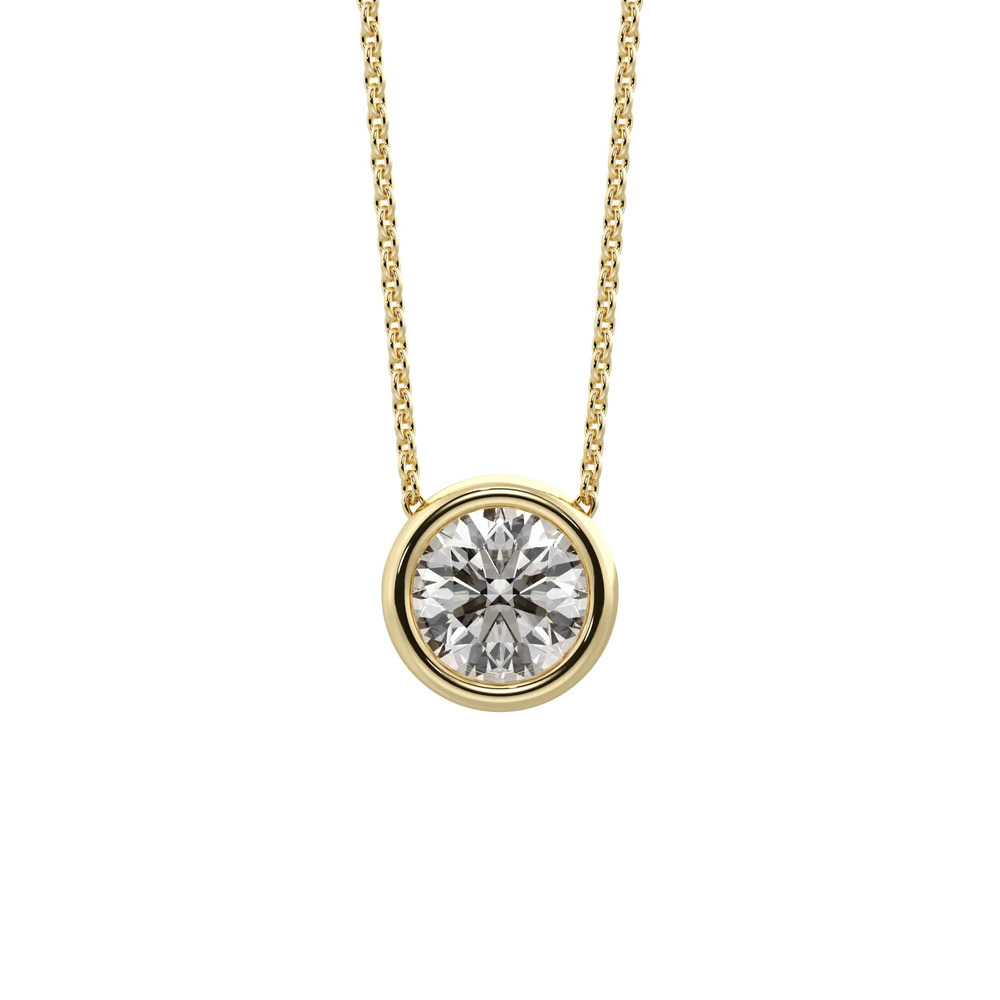 360 degree view of Bezel Solitaire Lab Diamond Vermeil Necklace (0.50 ct. tw.)