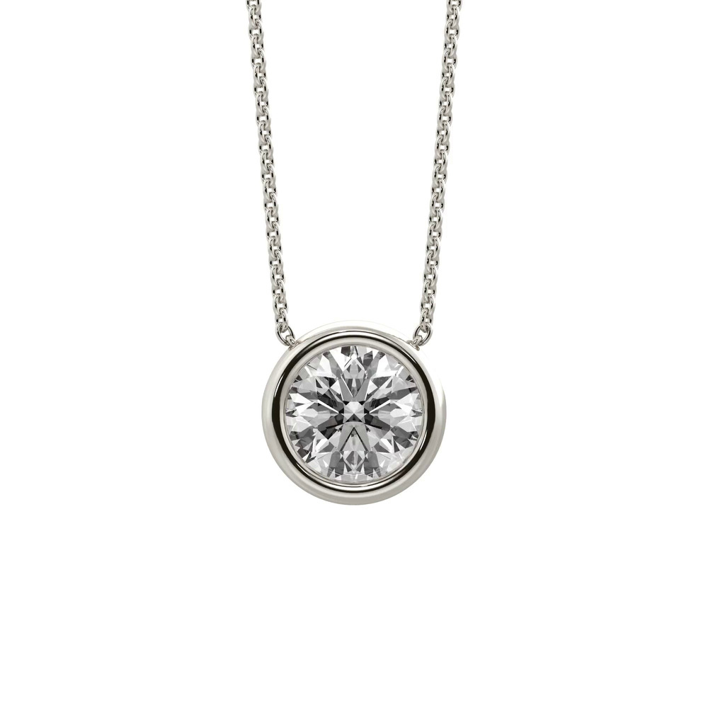 360 degree view of Bezel Solitaire Lab Diamond Silver Necklace (0.75 ct. tw.)