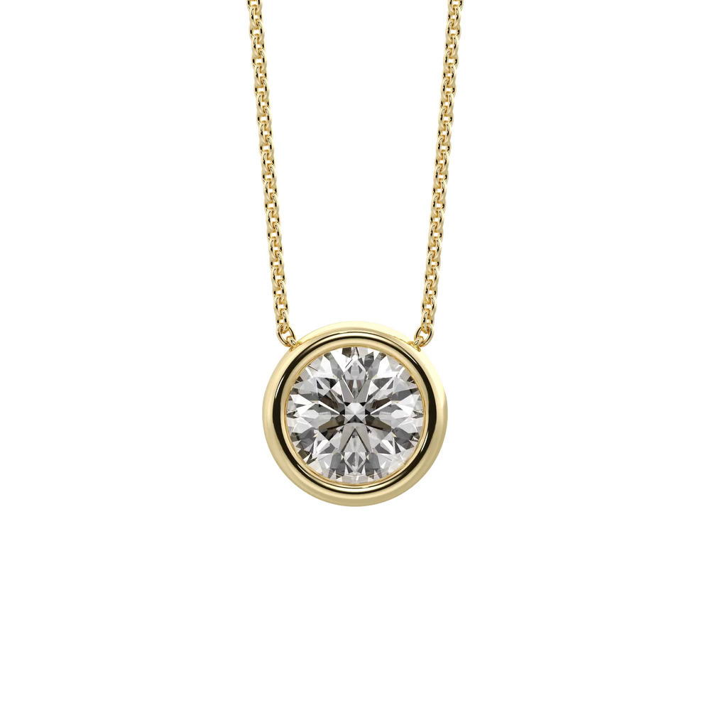 360 degree view of Bezel Solitaire Lab Diamond Vermeil Necklace (0.75 ct. tw.)