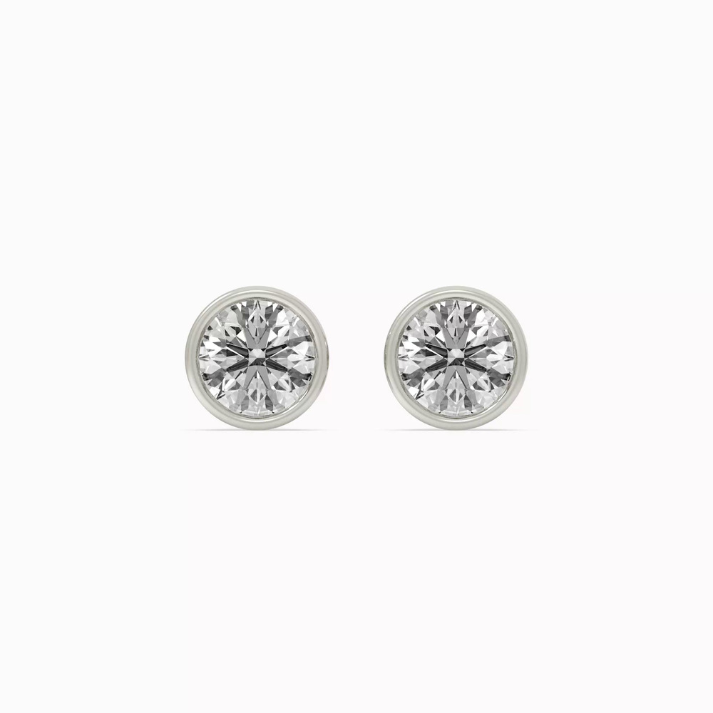 360 degree view of Bezel Lab Diamond Silver Earrings (.25 ct. tw.)